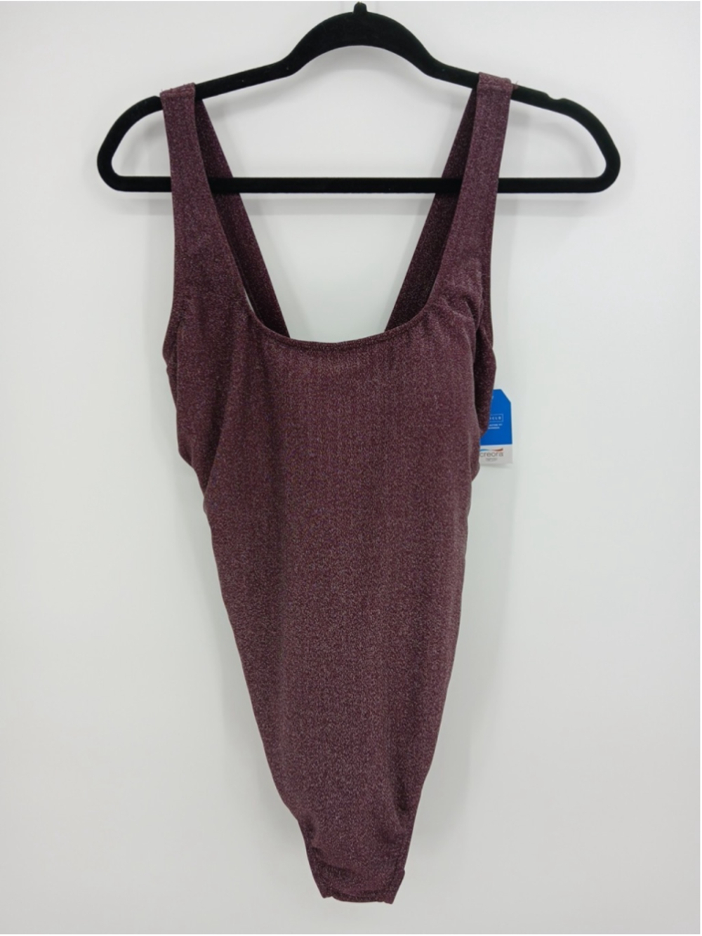 New Lands End Tugless Shine X-Back One Piece Swimsuit Purple Size 18 P Shimmer